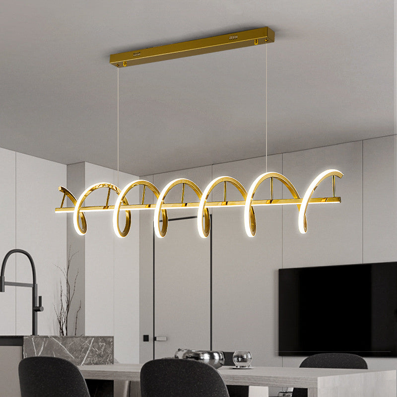 Golden Twisty Curl Light Chandelier